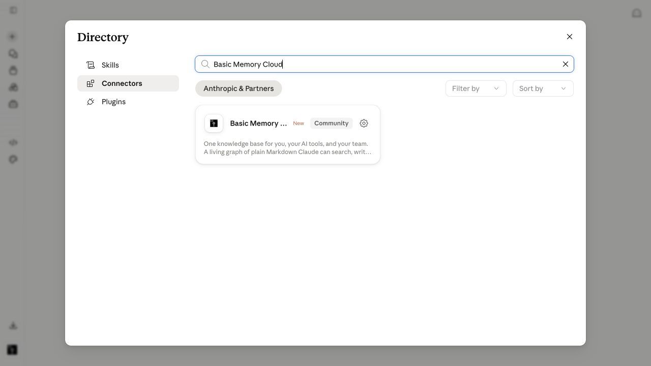 Basic Memory Cloud in Claude's Connectors Directory