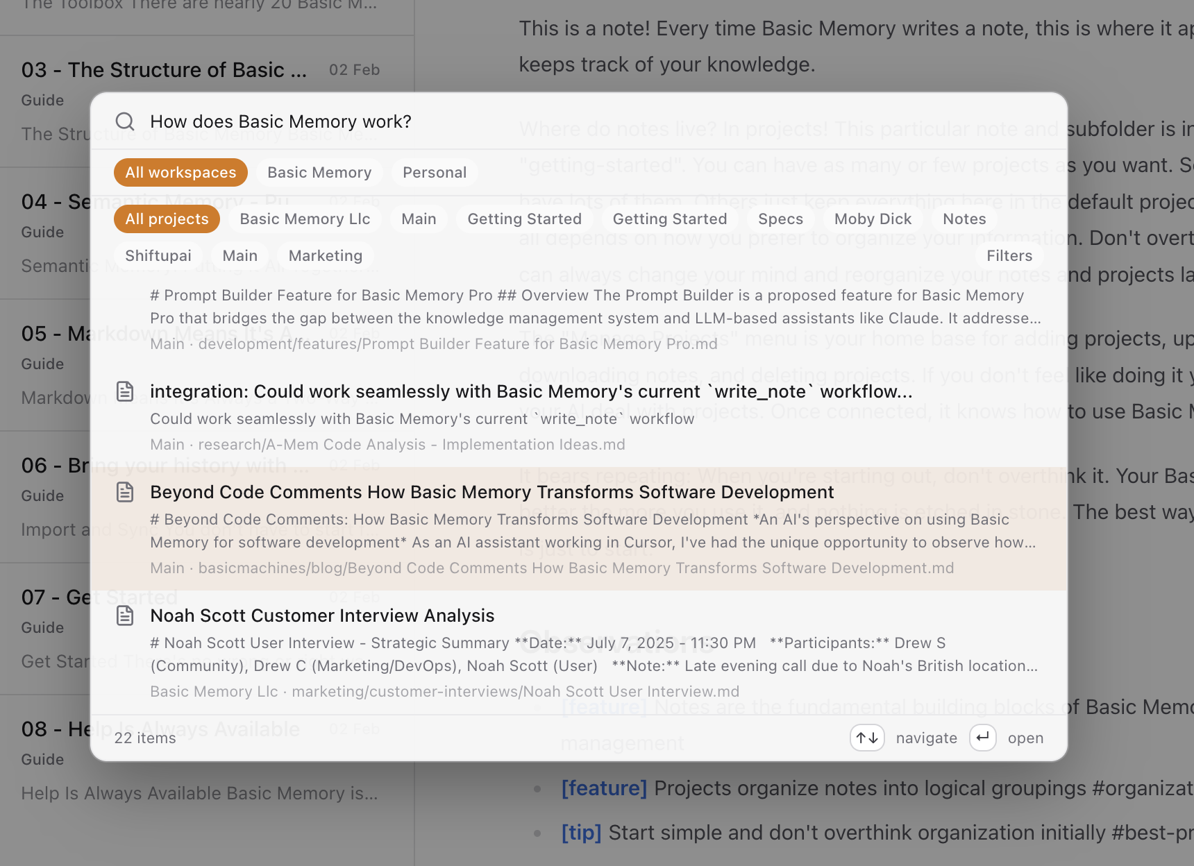 Search notes
