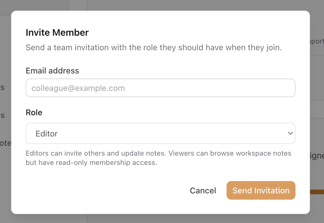 Team invitation email