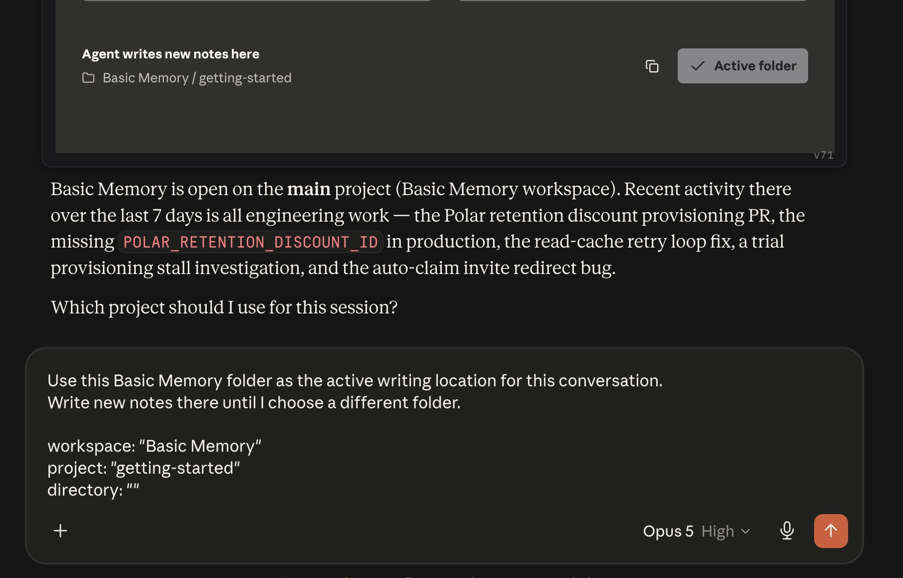 A folder selected as the active writing location in Pocketbook