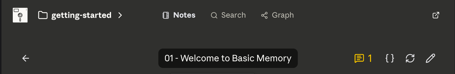 The clickable note title in the full Pocketbook reader header
